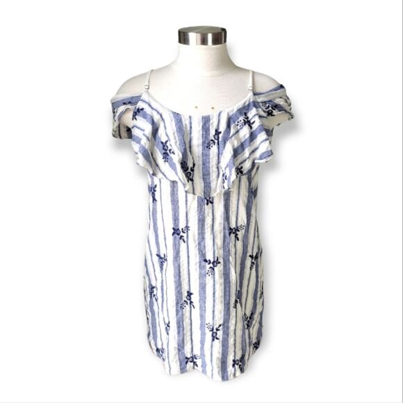 Misa Nicolette Off Shoulder Stripe Mini Dress medium - Picture 1 of 8